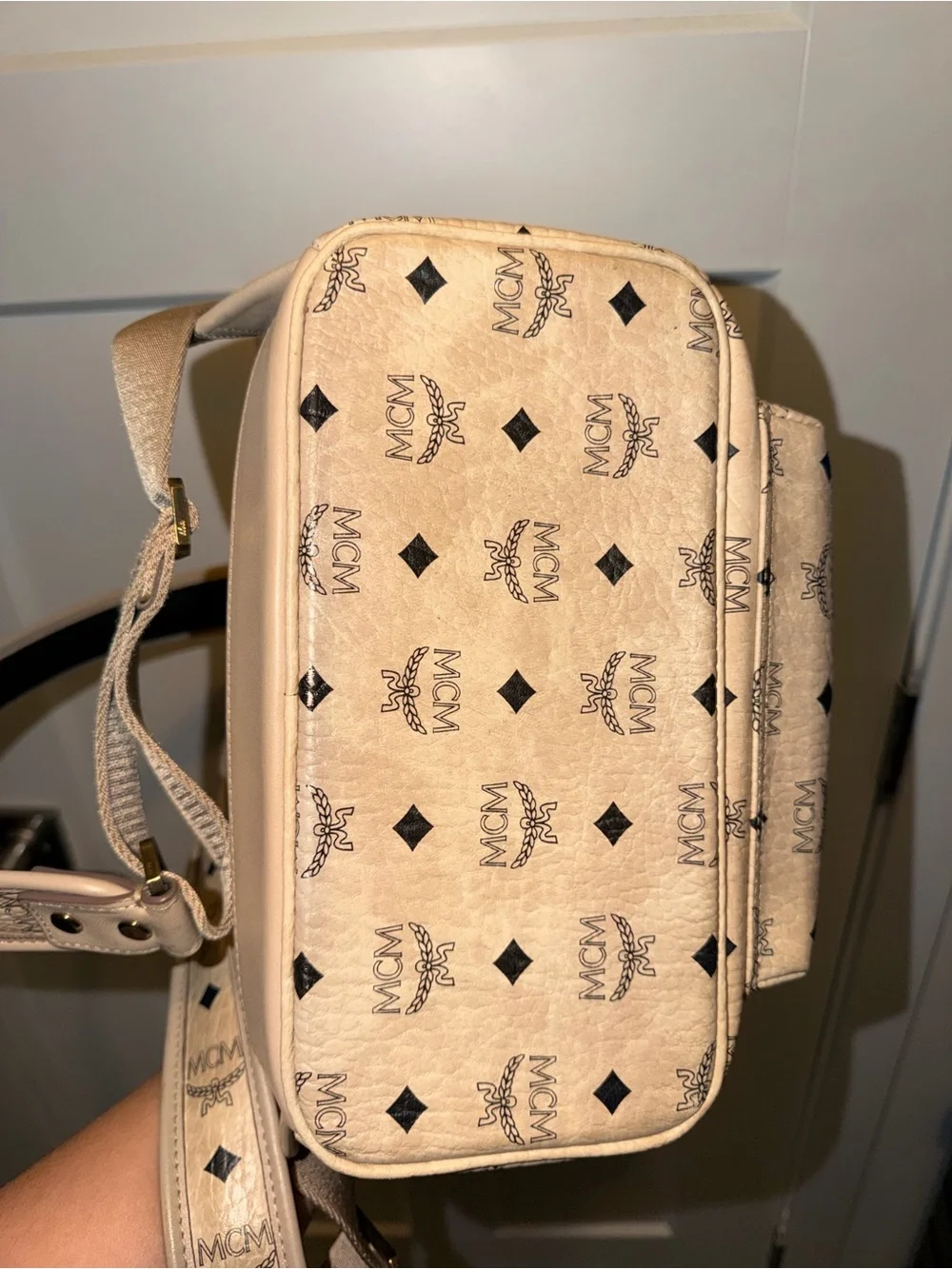 MCM studded visetos backpack
